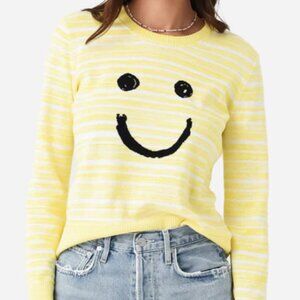 Kerri Rosenthal Smiley Sweater in Yellow/White Stripes Size Medium